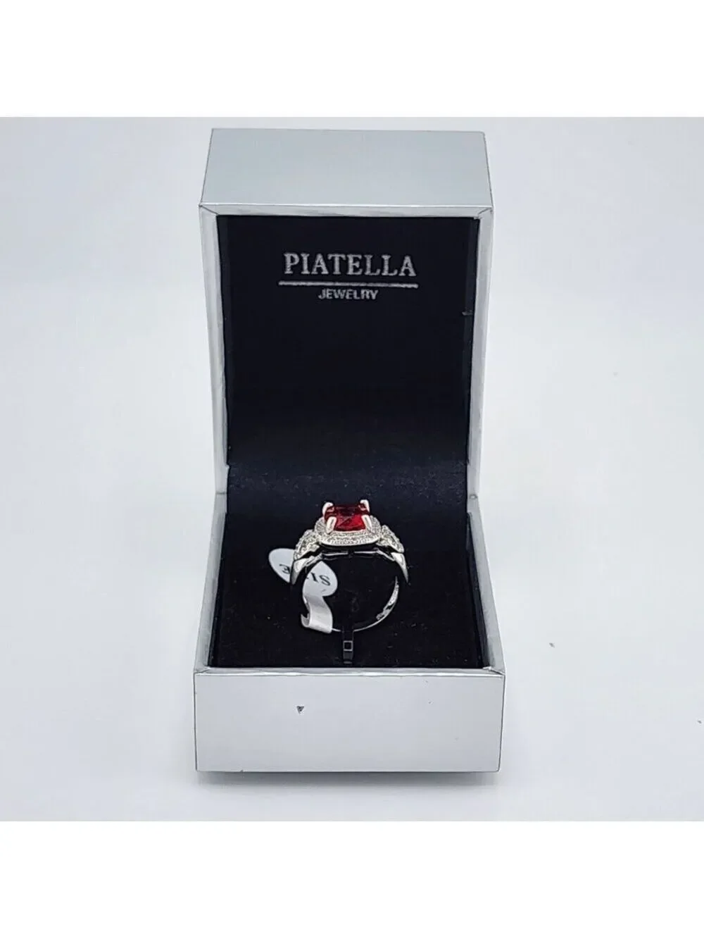 Brand New Gold Plated Red Gemstone double Heart Ring